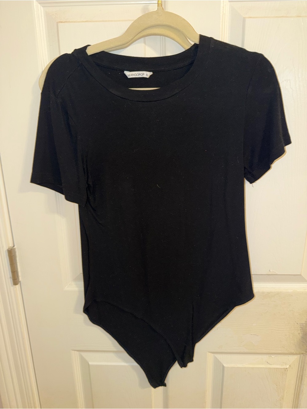 Mango Black Short-Sleeve Crewneck Bodysuit